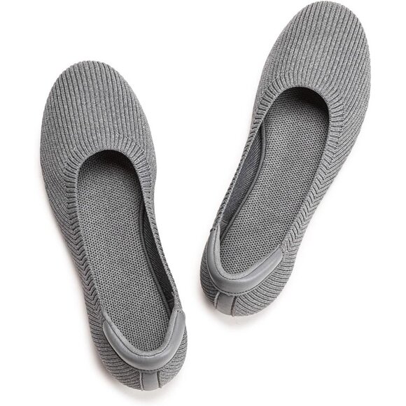 Frank Mully Women’s 6012grey Knit Fabric Round Toe Slip On Ballet Flat Shoes - Picture 1 of 7